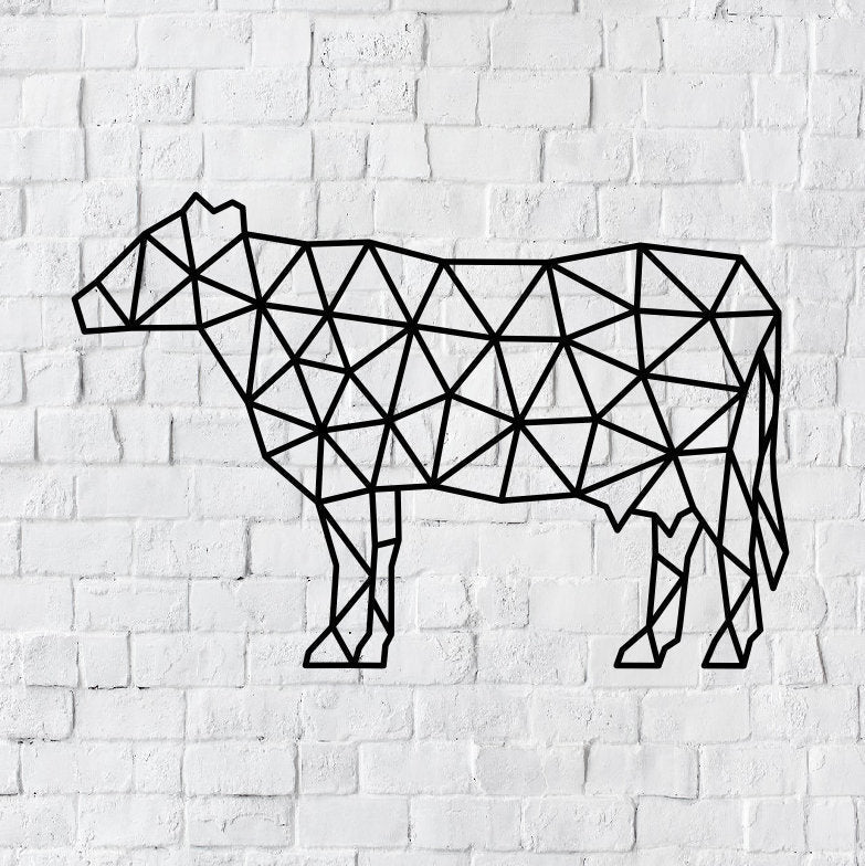 Geometric Cow Metal Sign / Farm Wall Decor / Steel Cow Wall Decor / Farmhouse Decor / Personalized Home Decor / Metal Wall Art