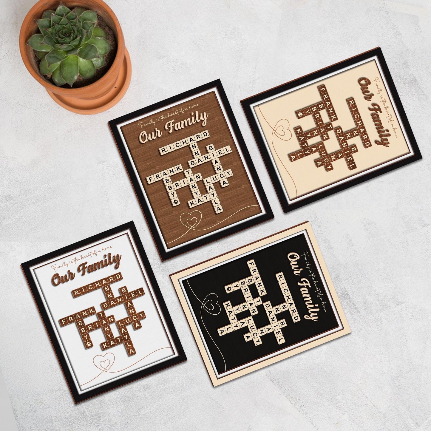 Mothers Day Presents Scrabble Frame Family Sign,Personalized Wooden Scrabble Puzzle Sign,Name Puzzle,Mom Puzzle Sign Gift,Mother's Day Gift.