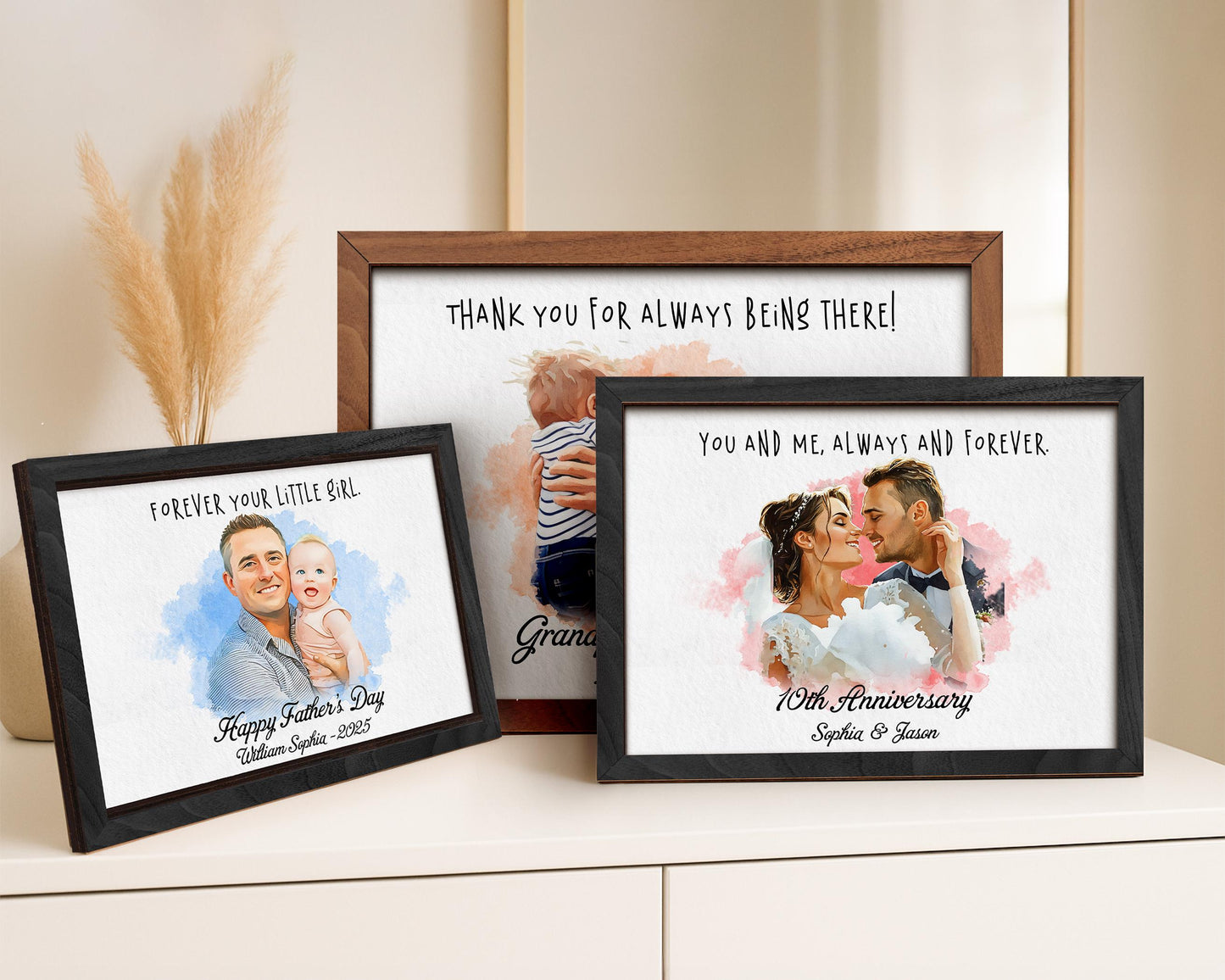 Personalised Dad Drawing, Fathers Day Present For Him From Daughter Wife, Meaningful Artwork, Birthday Art Gift, Father's Day unforgettable