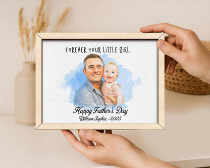 Personalised Dad Drawing, Fathers Day Present For Him From Daughter Wife, Meaningful Artwork, Birthday Art Gift, Father's Day unforgettable